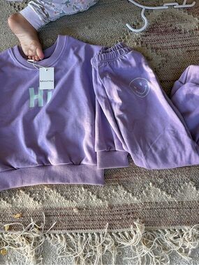 Girls Lavender Smiley Sweatpants